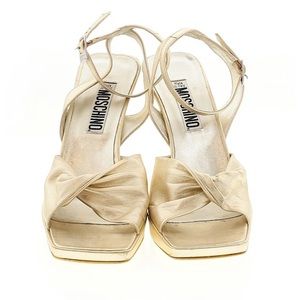 MOSCHINO metallic gold square toe Sandals